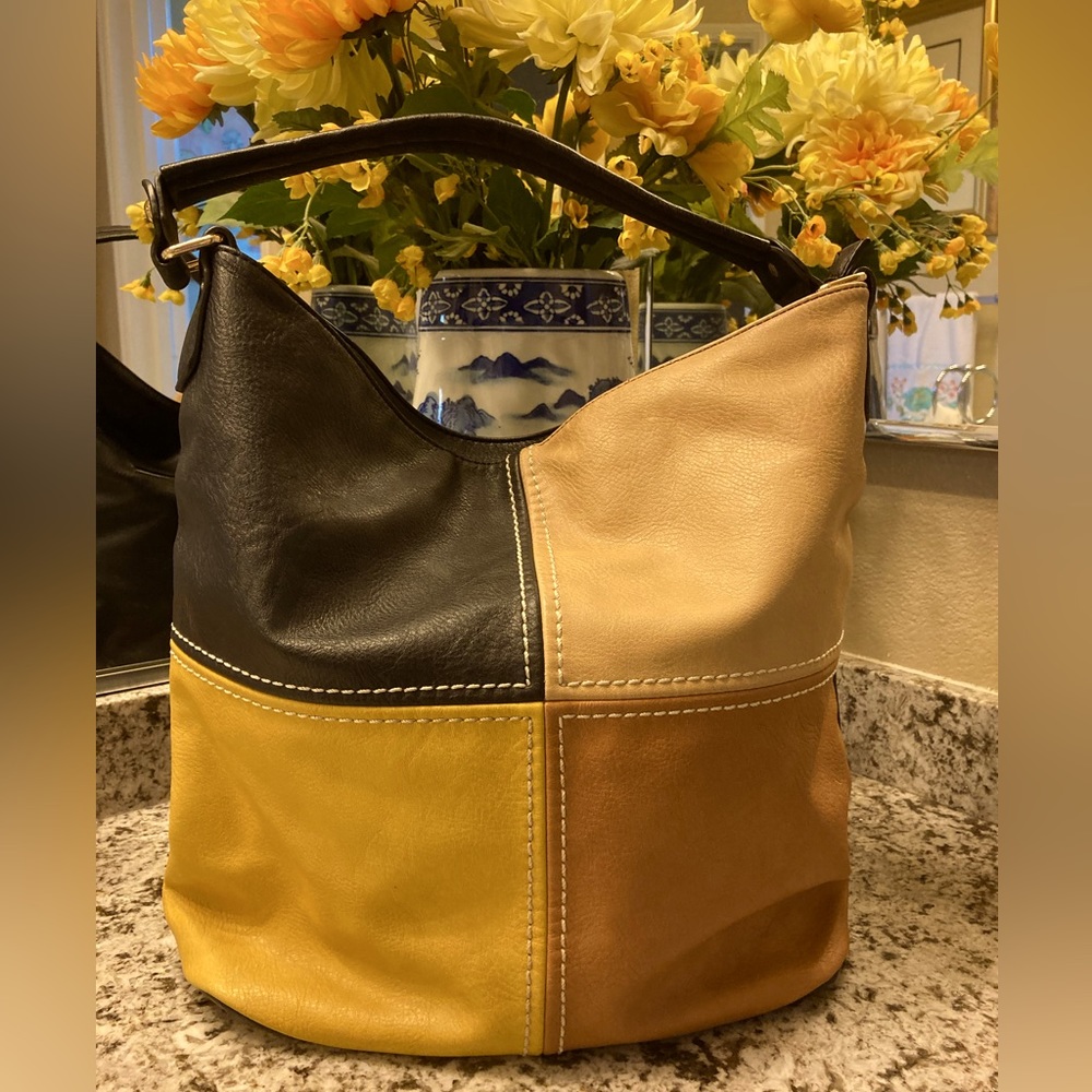 Vegan Leather Color-Block Bag